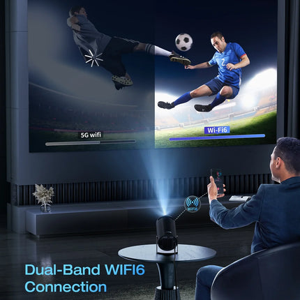 Projector 4K 1080P Support, Mini Projector Smart for Movie Projection Compatible with Phone-Black
