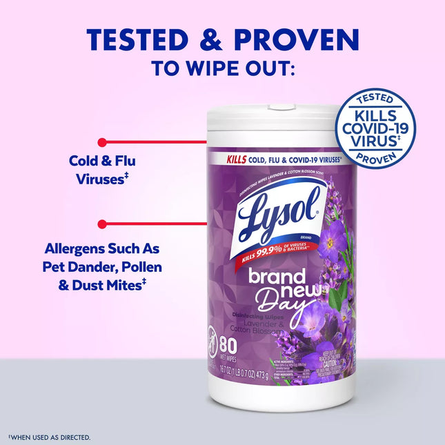 Lysol Lavender Disinfecting Wipe - 80Ct: Multi-Surface Application, Aluminum-Free
