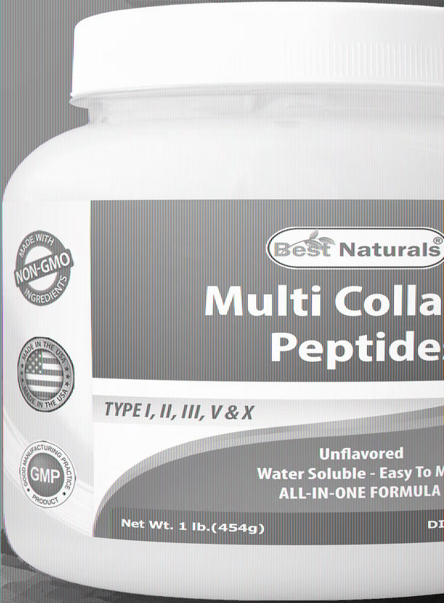 Multiple Collagen Peptides Protein Unflavored - Grass Fed, Type I, II, III, V, X - 1 Lb