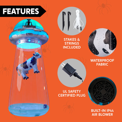 9 Ft Halloween Inflatable UFO Alien Decoration with Built-In Leds,Ufo Halloween Decorations Outdoor Blow up Yard Lawn Decoration