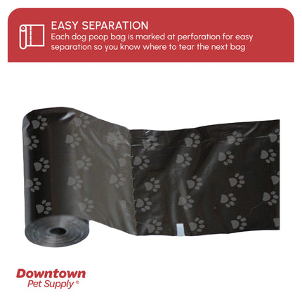 Dog Poop Bags, Free Poop Bag Holder, Black Paw Print, 220 Ct