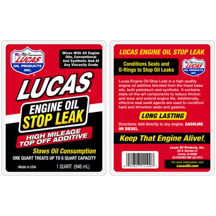 Lucas Oil 11100Engine Oil Stop Leak Top off Additive