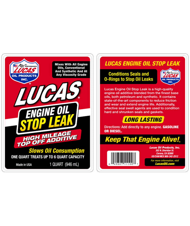 Lucas Oil 11100Engine Oil Stop Leak Top off Additive