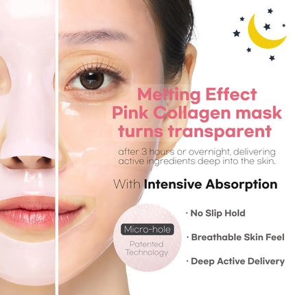 Energizing Pink Collagen Jelly Gel Mask , Overnight Face Mask for Glass Glow Skin Care ,Moisturizing Collagen Face Mask, Korean Skincare, 4Ea