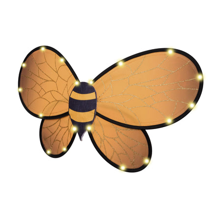 2 Pcs Yellow Bumble Bee Wings with Light Up, Bee Antenna Headband Set for Girls Halloween Animal Costume Cosplay Party