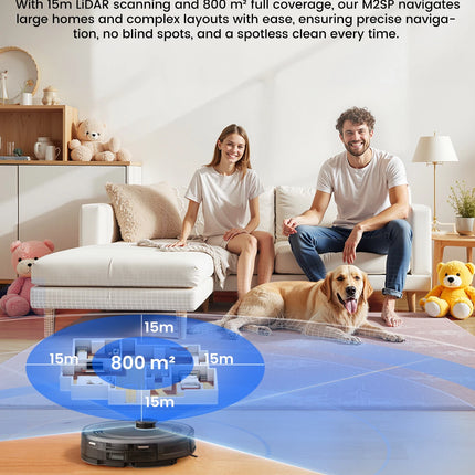 Robot Vacuum Cleaner with Automatic Emptying M2S Pro,10000Pa, 240 Minutes, Laser Navigation DTOF, Ideal for Pet Hair