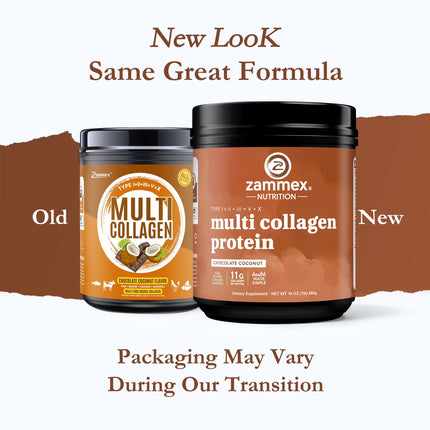 Multi Collagen Peptides Powder 16Oz, Hydrolyzed Collagen Protein Powder Collagen Types I,II,III,V,X, Chocolate &Coconut Flavor, 41 Servings