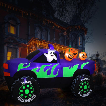 8 Ft Long Halloween Inflatables Monster Truck Outdoor Decorations