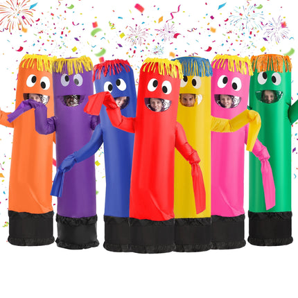 Adult Inflatable Costume Blow up Tube Dancer Wacky Waving Arms Funny Halloween Inflatable Costume for Halloween Dress up Parties
