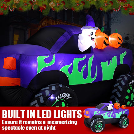 8 Ft Long Halloween Inflatables Monster Truck Outdoor Decorations