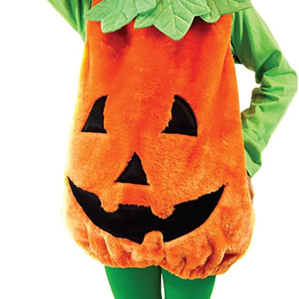Halloween Pumpkin Costume for Infant, Pumpkin Costume with Plush Green Leaves, Halloween Party Dress up Costume 18-24 Months