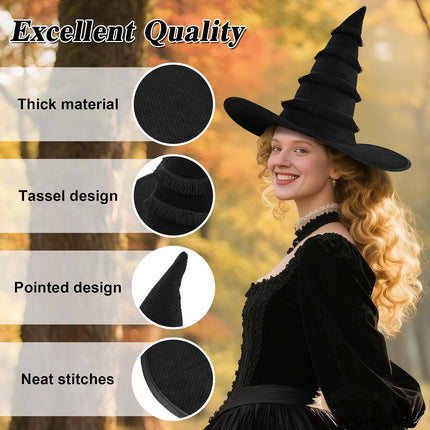 Leuceity Halloween Wizard Hat, Lightweight Comfort Fit Witch Hat