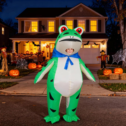 Inflatable Frog Costume for Kids Halloween Cute Animal Costumes Funny Blow up Suit for Boys Girls Cosplay Party