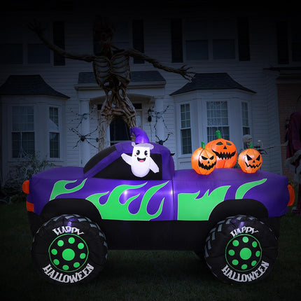 8 Ft Long Halloween Inflatables Monster Truck Outdoor Decorations