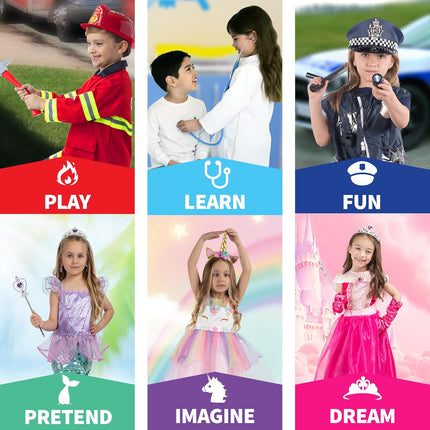 Pretend Play Costumes for Kids Ages 3-7, Washable Toddler Dress up Clothes for Play