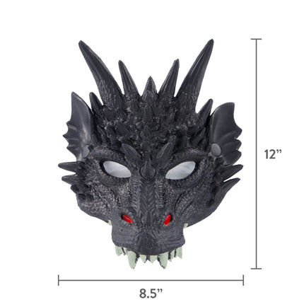 Dragon Mask Costume Accessory for Adults, Black, Halloween by