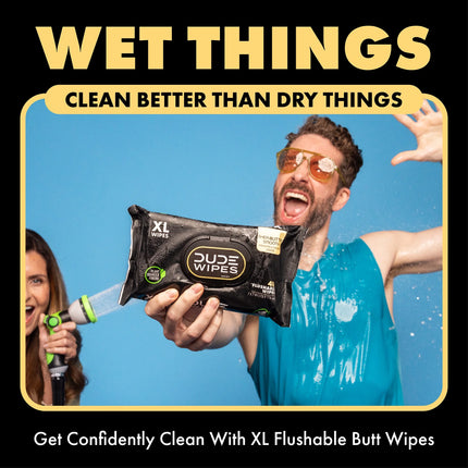 DUDE Flushable Wipes, Extra Large Shea Butter Smooth Wet Wipes, 240 Count