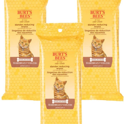 Cat Dander Remover Wipes, Colloidal Oat Flour and Aloe to Soothe Dry Skin and Reduce Flaking, Unscented Grooming Cloths for Cats and Kittens, 50 Count - 3 Pack