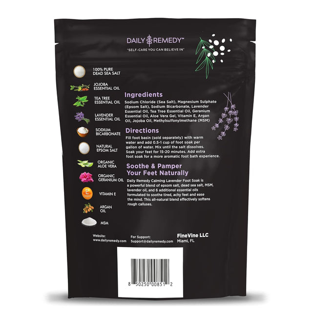 Calming Lavender Foot Soak with Epsom Salt, Made in USA, Foot Soak Soothes Tired Feet, Athletes Foot, Stubborn Foot Odor, Softens Calluses & Helps Treat Toenail, 16 Oz 1 Lb