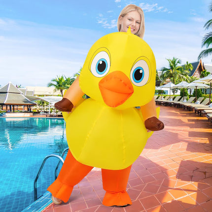 COMIN 63 Inch Inflatable Duck Costume Adult Halloween Blow up Funny Party Halloween Costume for Men Women