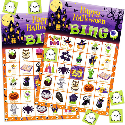 Halloween Games - Halloween Bingo for Kids | Halloween Party Favors - 24 Players Halloween Toys Gifts Party Supplies | Halloween Crafts Accessories Treats Activities for Family