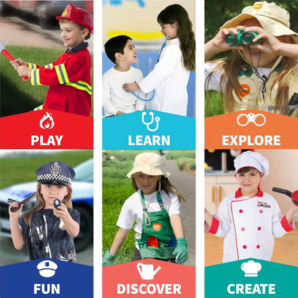 6-In-1 Kids Dress up Clothes Costume Gift Set for Boys & Girls 3+