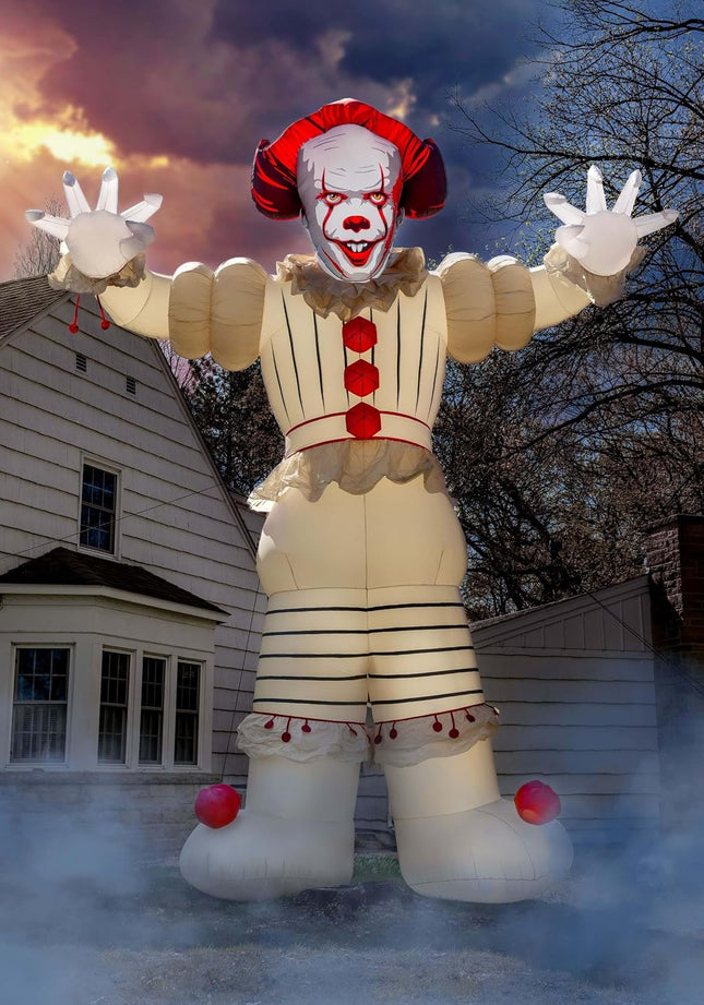 25FT Giant Pennywise Inflatable | Huge Clown Airblown Halloween Decoration with Lights Outdoor Yard, Haunted House