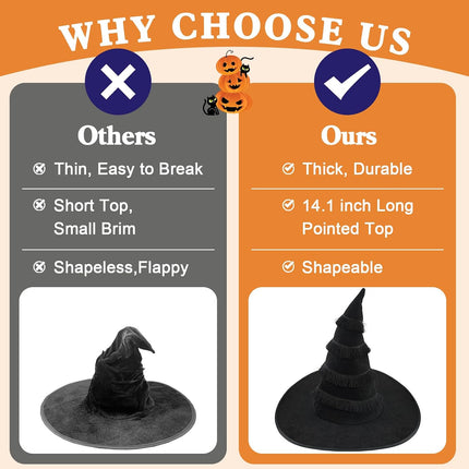 Leuceity Halloween Wizard Hat, Lightweight Comfort Fit Witch Hat