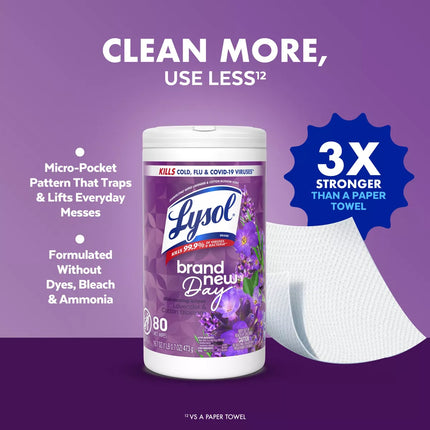 Lysol Lavender Disinfecting Wipe - 80Ct: Multi-Surface Application, Aluminum-Free