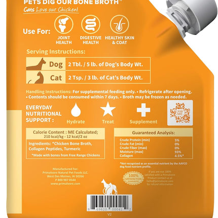 Free-Range Bone Broth for Dogs &Cats, Mobility Formula W/Collagen Peptides to Help Support Hip & Joints, Digestion, Skin & Coat and Hydration, Human Grade, Made in USA. Chicken 2 Pack