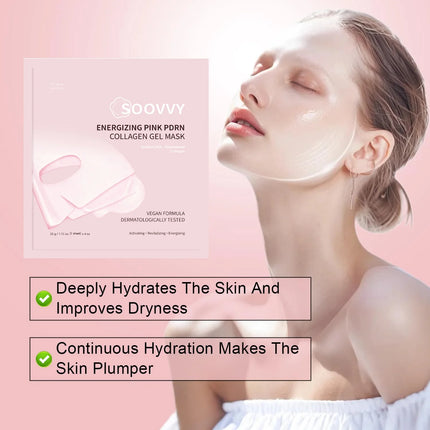 Energizing Pink Collagen Jelly Gel Mask , Overnight Face Mask for Glass Glow Skin Care ,Moisturizing Collagen Face Mask, Korean Skincare, 4Ea