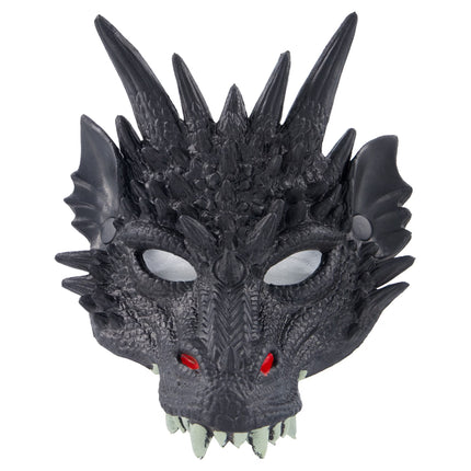 Dragon Mask Costume Accessory for Adults, Black, Halloween by