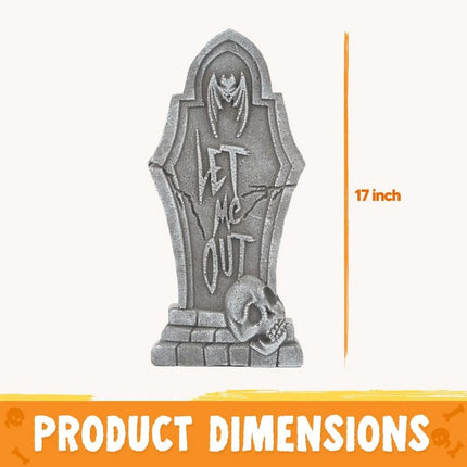 17" Halloween Decorations Outdoor Tombstones,5 Pack Halloween Graveyard Foam Headstones Decor with 12 Metal Stakes for Prop Cemetery Yard Lawn Decorations,Party Supplies