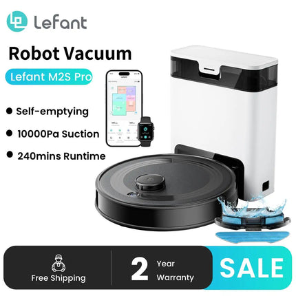 Robot Vacuum Cleaner with Automatic Emptying M2S Pro,10000Pa, 240 Minutes, Laser Navigation DTOF, Ideal for Pet Hair