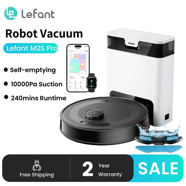 Robot Vacuum Cleaner with Automatic Emptying M2S Pro,10000Pa, 240 Minutes, Laser Navigation DTOF, Ideal for Pet Hair