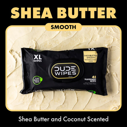 DUDE Flushable Wipes, Extra Large Shea Butter Smooth Wet Wipes, 240 Count