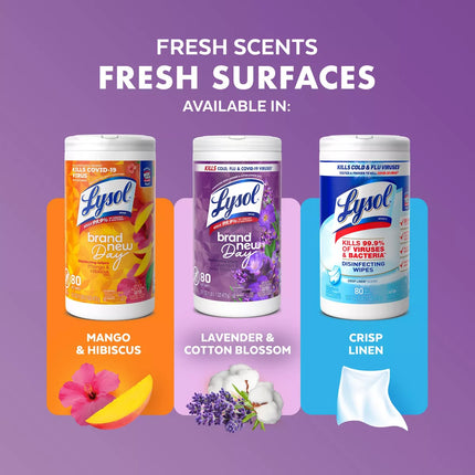 Lysol Lavender Disinfecting Wipe - 80Ct: Multi-Surface Application, Aluminum-Free