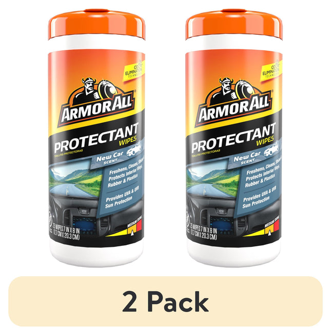 (2 Pack)  Car Interior Protectant Wipes in New Car Scent, 25 Count