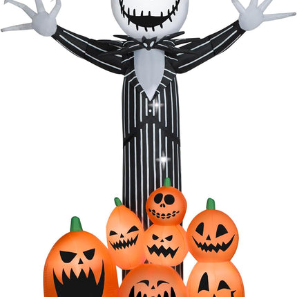 Halloween Inflatable Jack Skellington with O' Lanterns, 9 Ft Tall, Multi