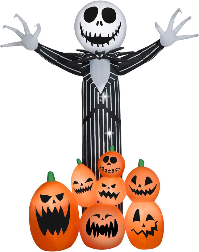 Halloween Inflatable Jack Skellington with O' Lanterns, 9 Ft Tall, Multi