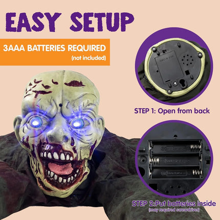 Halloween Groundbreaker Animated Halloween Decorations Zombie with Creepy Sound and Flashing Eyes,Outdoor Scary Halloween Yard Decorations,Haunted House Decorations