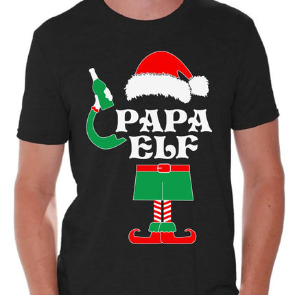 Papa Elf Shirt Elf Christmas Tshirts for Men Papa Elf Ugly Christmas Shirt Papa Elf Christmas Holiday Top Funny Elf Suit Xmas Party Holiday Men'S Tee Xmas Gift Idea for Daddy