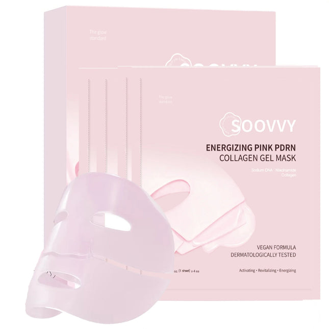 Energizing Pink Collagen Jelly Gel Mask , Overnight Face Mask for Glass Glow Skin Care ,Moisturizing Collagen Face Mask, Korean Skincare, 4Ea