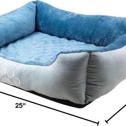 Orthopedic Rectangle Bolster Pet Bed,Dog Bed, Medium 25X21 Inches Blue, by , Blue with Orthopedic Insert. (HCT-ORT-BLUE)