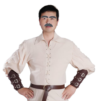 Old Man Costume Set Mad Scientist Wig Glasses Mustache Eyebrows for Dressing up Grandpa Costume Halloween Party Cosplay Set