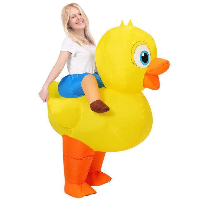 COMIN 63 Inch Inflatable Duck Costume Adult Halloween Blow up Funny Party Halloween Costume for Men Women