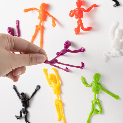 108 Pcs Halloween Stretchy Skeleton Toys,Halloween Toys Bulk for Party Favors,Halloween Goody Bag Fillers,Halloween Sticky Toys for Classroom Prizes