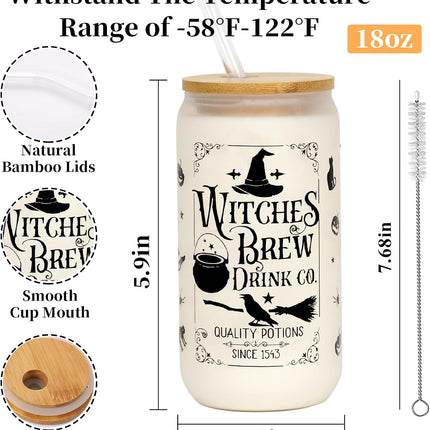 Halloween Cup, 18Oz Frosted Witch Halloween Tumbler with Lid and Straw