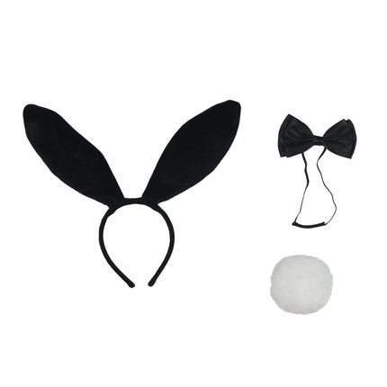 Bunny Costume Accessory Kit for Adults, Black, 3 Pieces, Halloween by