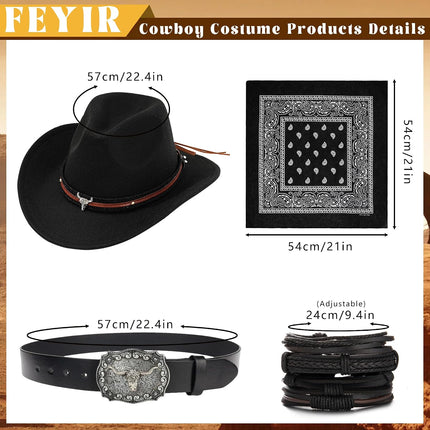 Cowboy Outfit for Men Western Cowboy Costume Accessories Set for Halloween Cosplay